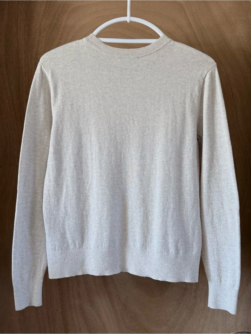 Everlane Organic Cotton Crewneck Sweater Off White Heathered Lightweight Women S